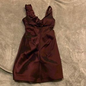 A dress for New Years Eve! Dark burgundy tight fitting stretchy dress, Size 12P.